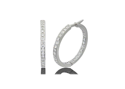 Rhodium Plated | CZ Studded Hoop Earrings